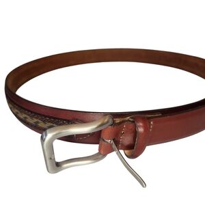BRIGHTON BROWN TAPESTRY NATIVE INDIAN BELT LEATHER BUCKLE MAN SIZE 40 MINT